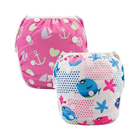 ALVABABY Swim Diaper Large Size Reuseable Washable Adustable Swim Diapers 2 Pack ZSW03-04-CA
