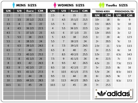 adidas european size chart