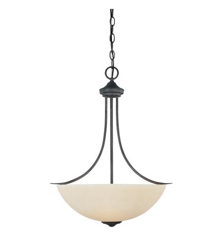 Montego 3 Light 19 Inch Oil Rubbed Bronze Inverted Pendant Ceiling In Satin Bisque Bowl Lights Designers Fountain Pendant Lights, Portfolio Kingsmere 3 Light Bronze Chandelier