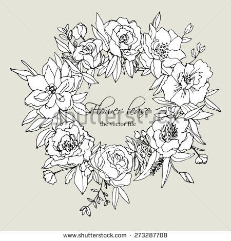 Flower Wreath 花輪 リース作り 花を描く Flower Wreath 花輪 リース作り 花を描く