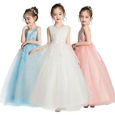 Girls Kids Princess Bridesmaid Flower Girl Dresses Wedding Formal Party Prom