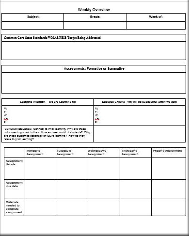 lesson templates