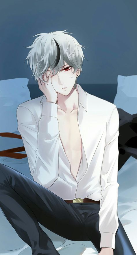 Anime boys with white hair