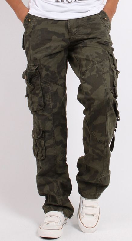 Mens Cargo Military Camo Combat Pants Outdoor Casual Pocket Long Trousers Pants