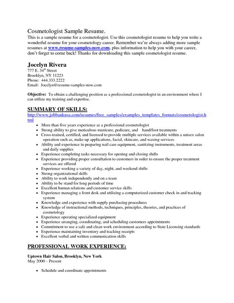 sample resume for new hairstylist hairdresser cosmetology - a sample resume sample resume for new hairstylist hairdresser cosmetology - a sample resume