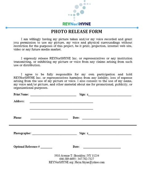 General Photo Release Form Photography Pinterest Photography - image release form General Photo Release Form Photography Pinterest Photography - image release form