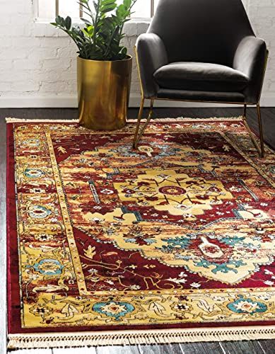 New Unique Loom District Collection Abstract Over Dyed Vintage Border Red Area Rug 9 0 X 12 0 Home Decor 228 38 From In 2020 Red Area Rug Unique Loom Area Rugs
