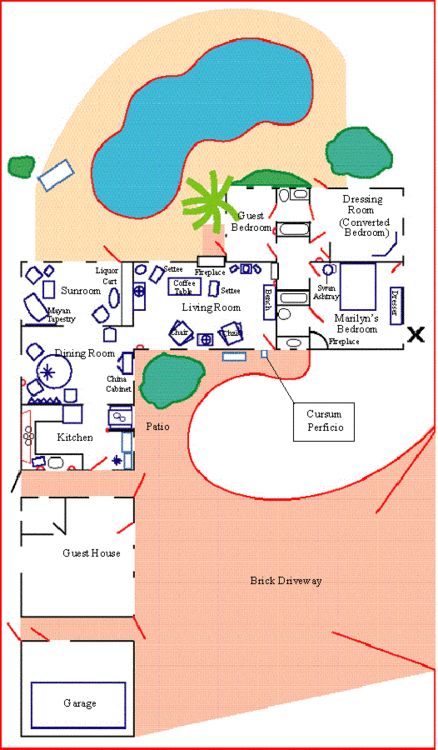 the floor plan to Marilyn\'s home on 5 Helena Drive in Brentwood ... the floor plan to Marilyn\'s home on 5 Helena Drive in Brentwood ...