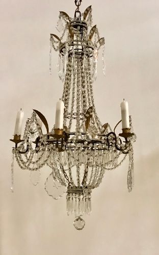 Vintage Chandelier Crystal Beaded Drape 1930's Antique Vintage Chandelier Crystal Beaded Drape 1930's Antique