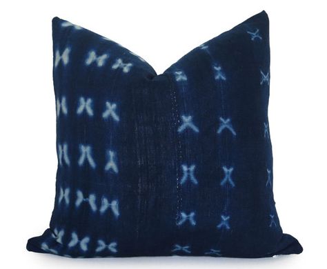 African Indigo Mudcloth Pillow Cover African Indigo Pillow Cover Dark Blue