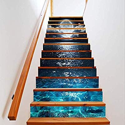 3D Moonlight on the Sea Self-adhesive Staircase Mural Stair Riser Stickers US 3D Moonlight on the Sea Self-adhesive Staircase Mural Stair Riser Stickers US