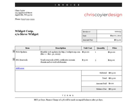 CSS-Tricksu0027 Editable Invoice Document Templates Pinterest - computer invoice CSS-Tricksu0027 Editable Invoice Document Templates Pinterest - computer invoice