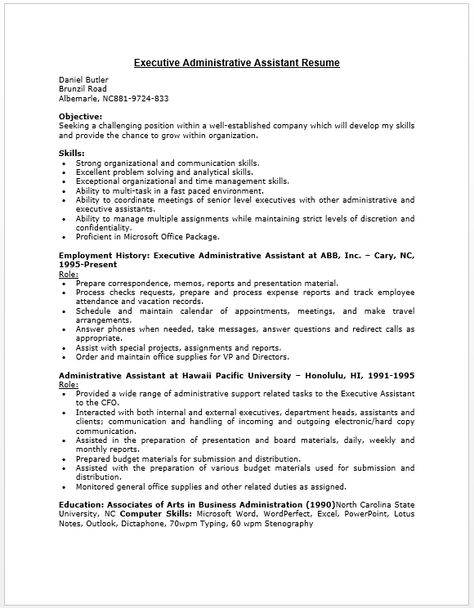 Executive Administrative Assistant Resume Resume Job - administrative professional resume Executive Administrative Assistant Resume Resume Job - administrative professional resume