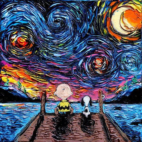 Noche estrellada Snoopy las impresiones de arte cacahuetes. Noche estrellada Snoopy las impresiones de arte cacahuetes.