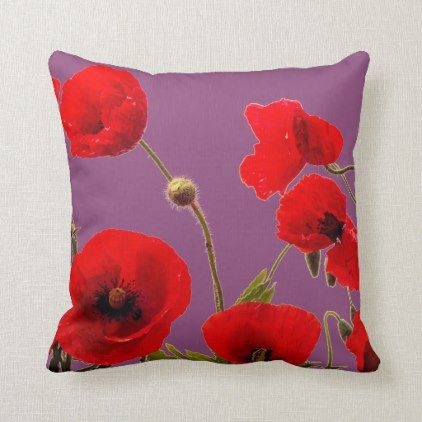 Sugar Plum Pink Red Poppy Flower Floral Purple Throw Pillow Zazzle Com Red Poppies Abstract Throw Pillow Poppy Flower