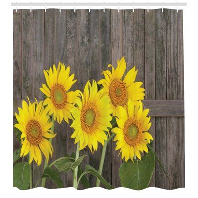 Jawo Sunflower Shower Curtain Autumal Wild Flower Half Zoom Up
