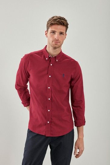 red oxford shirt men