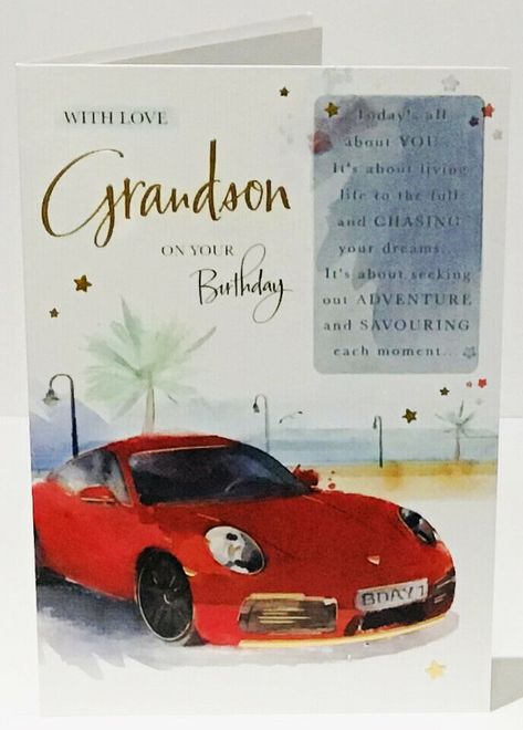 features Cobra Sports Car Grandson Birthday Card features Cobra Sports Car Grandson Birthday Card