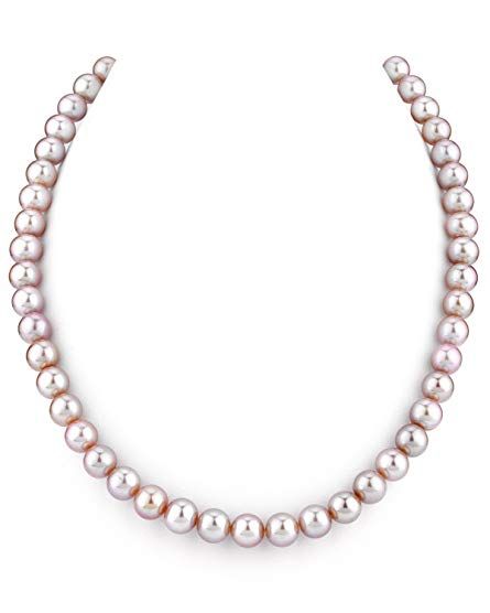 THE PEARL SOURCE 14K Gold 8-9mm AAA Quality Peach Freshwater Cultured Pearl Necklace for Women in 24 Matinee Length