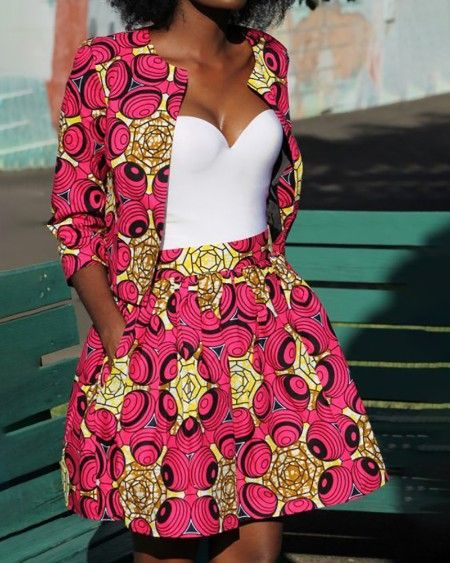 Ankara Dress Ankara Two piece Jacket and Mini skirt