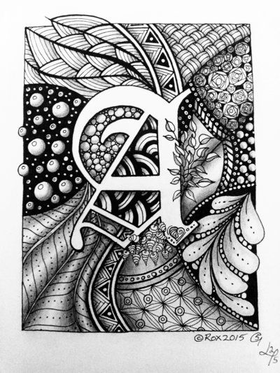 Initial Letter Design Digital Download Zentangle Doodle