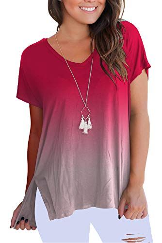Womens Twist Knot Tunics Tops Deep V Neck T Shirts Solid Casual Short Sleeve Blouse Tops