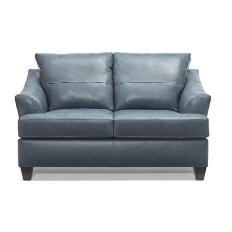 Judith Top Grain Leather Loveseat Silver Gray Lake Judith Top Grain Leather Loveseat