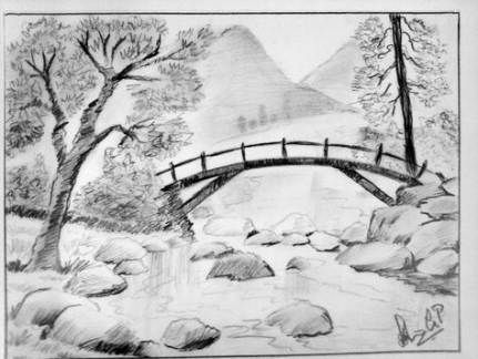 picture Sketch Scenery Sketch Simple Nature Drawing drawing nature pencil sketches 17