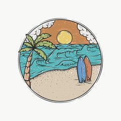 80 S Style Vintage Retro California Slogan Summer Surf And Palm Beach Style Vector Design Tropical Paradise Retro California California Illustration Surf Logo