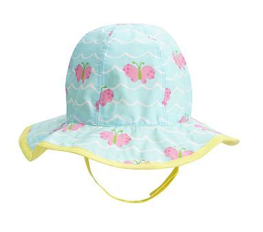 NEW Pottery Barn Kids ALLIGATOR Reversible Sun Hat 12-24 Months BLUE GREEN