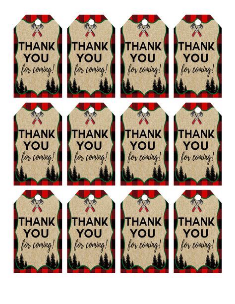 Lumberjack Thank You 40 Favor Bag Stickers Lumberjack Party Favor Stickers