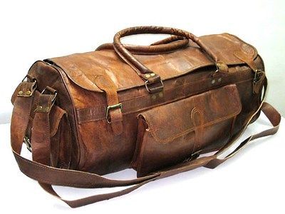 New Men/'s Brown Leather Handmade Vintage Duffel Luggage Gym Overnight Travel Bag