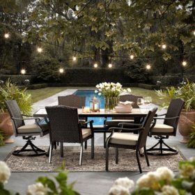 Member S Mark Agio Heritage Woven Cushioned Chaise Lounge With Sunbrella Fabric Sam S Club Patio Patio Dining Set Outdoor