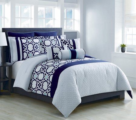 8 Piece Anabel Navy Aqua Silver Comforter Set King Bedding Sets Master Bedroom Luxury - Navy Blue And Silver Bedding 8 Piece Anabel Navy Aqua Silver Comforter Set King Bedding Sets Master Bedroom Luxury - Navy Blue And Silver Bedding