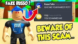 Someone Is Pretending To Be Me And Is Scamming People In - russotalks roblox