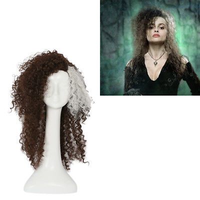 DELUXE BELLATRIX LESTRANGE HARRY POTTER WITCH LONG CURLY BROWN HALLOWEEN WIG