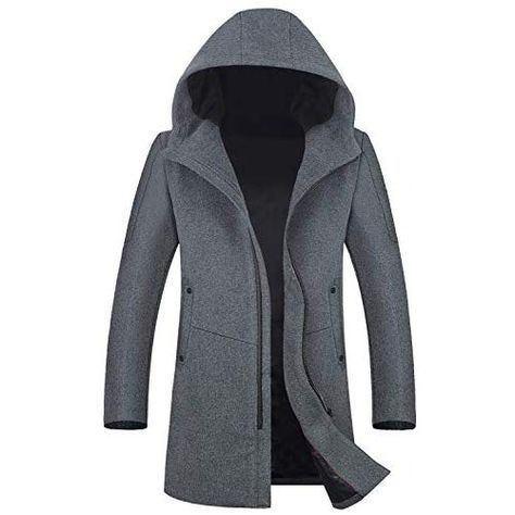 FASHINTY Mens Classical France Style Stand Collar Wool Jacket #00001W