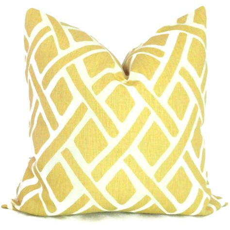 Kravet Yellow Trellis Decorative Pillow Gold Marble Throw Pillow ($20) ❤ liked