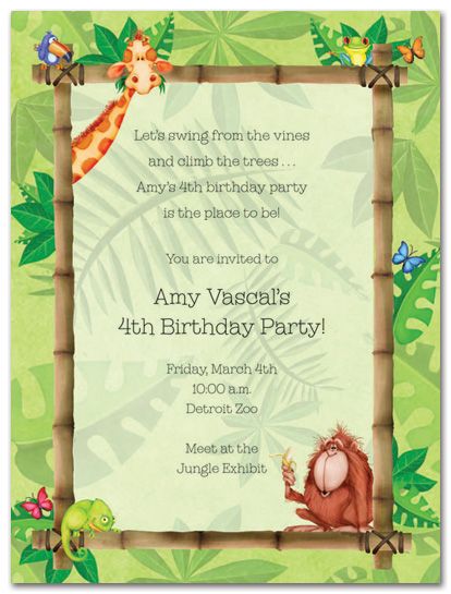 rainforest fun birthday party invitations warren birthday jungle party invitation wording