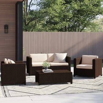 Abby 4 Piece Sectional Seating Group With Cushions Outdoor Sofa Sets Seating Groups Backyard Seating