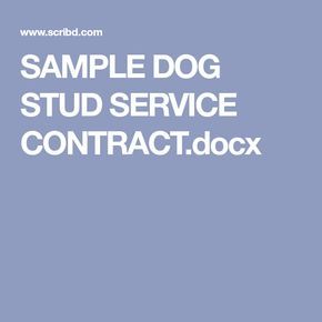 Sample Dog Stud Service Contract Docx Contract Dogs Stud