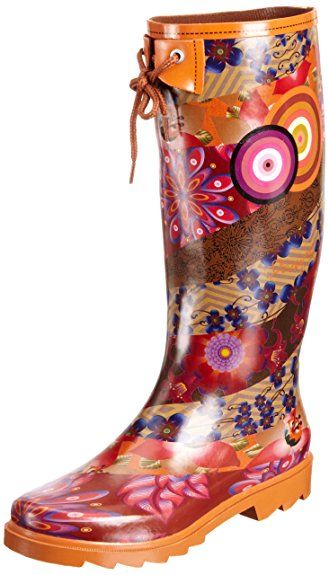 Desigual Schuhe Modell Gummistiefel Muster Floral Ethnisch Exotisch Und Mandala Orange Schuhe Gummistiefel Stiefel