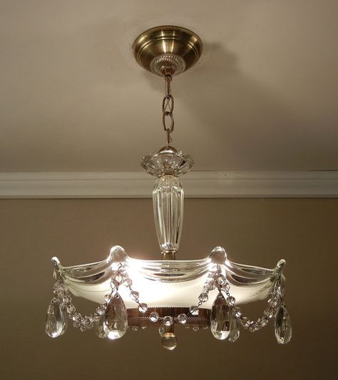 Vintage Chandelier Crystal Beaded D 1930 S Antique Hanging Ceiling Lights Vintage Chandelier Crystal Beaded D, Vintage Chandelier Crystal Pendant Light Fixture D1