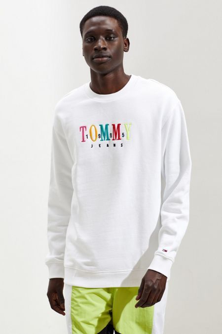tommy jeans rainbow embroidered crew neck sweatshirt