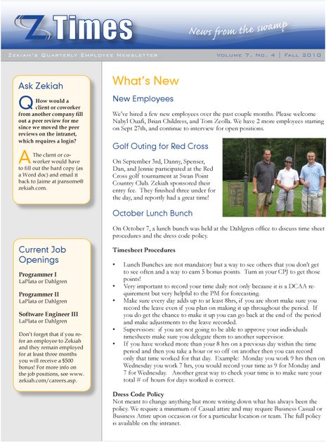 new employee newsletter