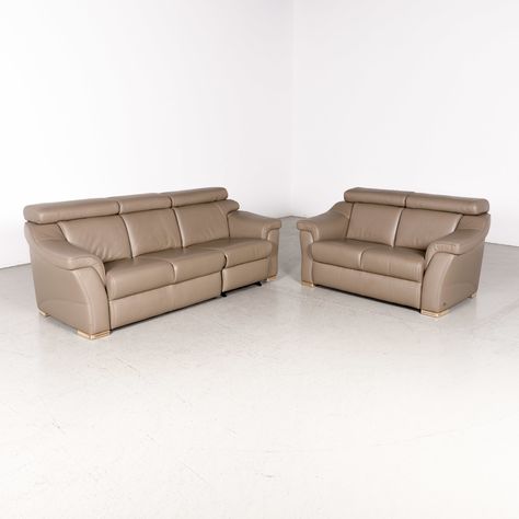 Himolla Designer Leather Sofa Set Brown Genuine Two Seater Leather Sofa Set Brown Genuine