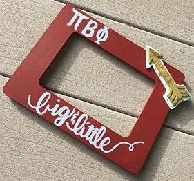 Pi Beta Phi Sorority Wine Colored Crystal Rhodium Plated Necklace Jewelry Lil Big Gift