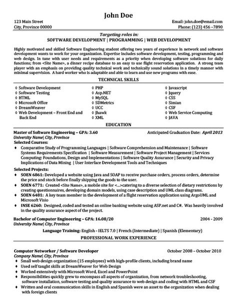 Software Development Programming Web Development Resume - resume templates for software engineer Software Development Programming Web Development Resume - resume templates for software engineer