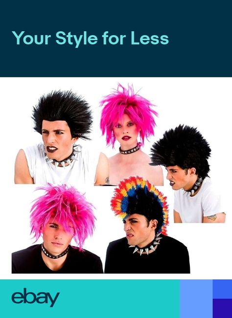 Adult PUNK WIGs Rocker Diva Black Roots Rock Chic Fancy Dress Mohican Accessory Adult PUNK WIGs Rocker Diva Black Roots Rock Chic Fancy Dress Mohican Accessory