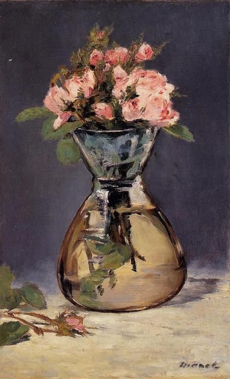 Impressionism Art Blog Moss Roses In A Vase 1882 Edouard Manet Size 55 9x34 3 Cm Medium Oil On Canvas Manet Clark Art Floral Art